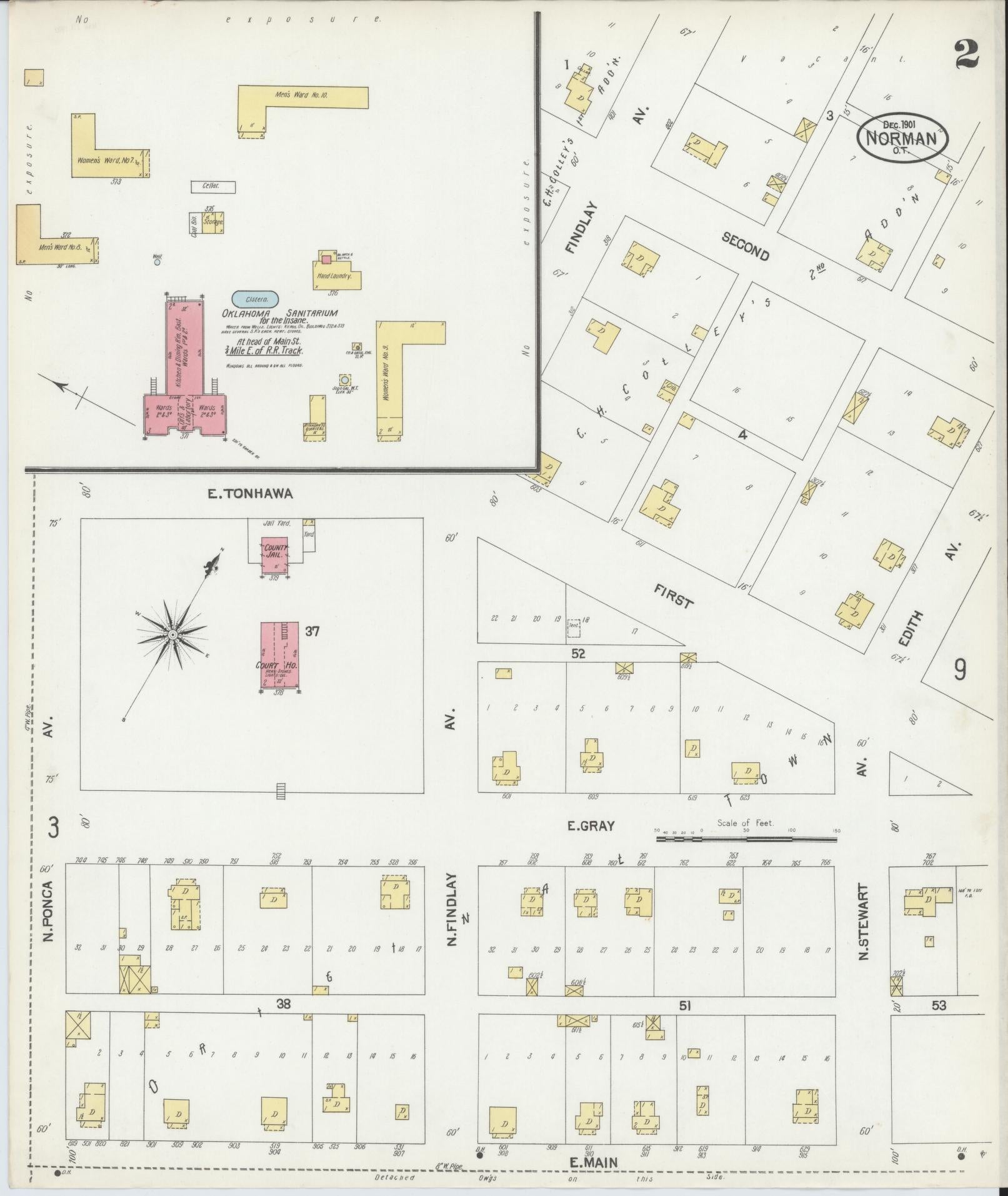 Sanborn Fire Insurance Map from Norman, Cleveland County, Oklahoma (1901), Sheet #0002 - Complete Map Set gallery image, historic Sanborn map, vintage wall art, Oklahoma Oklahoma