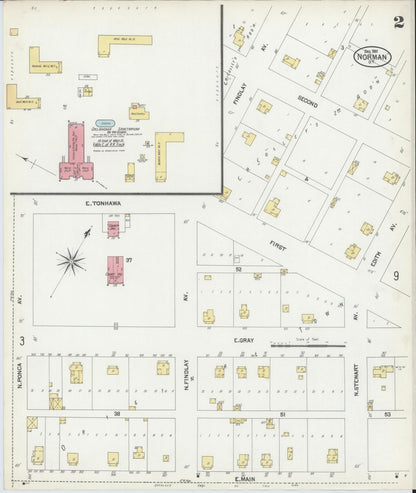 Sanborn Fire Insurance Map from Norman, Cleveland County, Oklahoma (1901), Sheet #0002 - Complete Map Set gallery image, historic Sanborn map, vintage wall art, Oklahoma Oklahoma
