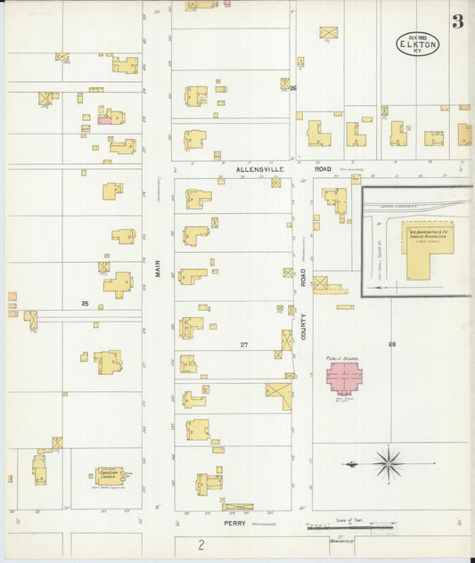 Sanborn Fire Insurance Map from Elkton, Todd County, Kentucky (1903), Sheet #0003 - Historic Sanborn Fire Insurance Map Print, vintage old map wall art, antique decor, genealogy gift, Kentucky Kentucky map