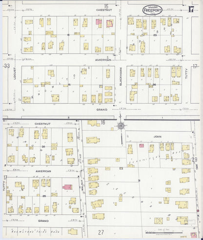 Sanborn Fire Insurance Map from Freeport, Stephenson County, Illinois (1918), Sheet #0017 - Complete Map Set gallery image, historic Sanborn map, vintage wall art, Illinois Illinois