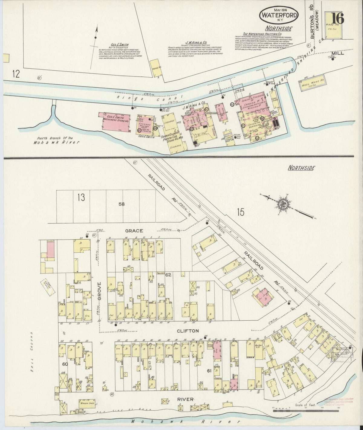 Sanborn Fire Insurance Map from Waterford, Saratoga County, New York (1914), Sheet #0016 - Complete Map Set gallery image, historic Sanborn map, vintage wall art, New York New York