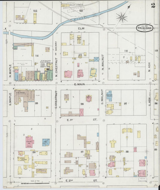 Sanborn Fire Insurance Map from Trinidad, Las Animas County, Colorado (1893), Sheet #0002 - Historic Sanborn Fire Insurance Map Print, vintage old map wall art, antique decor, genealogy gift, Colorado Colorado map