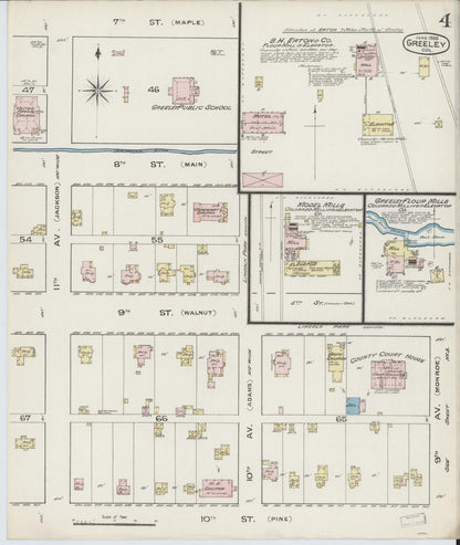 Sanborn Fire Insurance Map from Greeley, Weld County, Colorado (1886), Sheet #0004 - Complete Map Set gallery image, historic Sanborn map, vintage wall art, Colorado Colorado