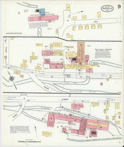 Sanborn Fire Insurance Map from Rockville, Tolland County, Connecticut (1911), Sheet #0009 - Complete Map Set gallery image, historic Sanborn map, vintage wall art, Connecticut Connecticut