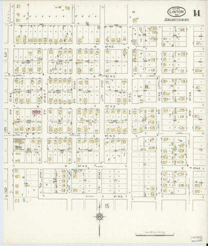 Sanborn Fire Insurance Map from Linton, Greene County, Indiana (1915), Sheet #0014 - Historic Sanborn Fire Insurance Map Print, vintage old map wall art, antique decor, genealogy gift, Indiana Indiana map