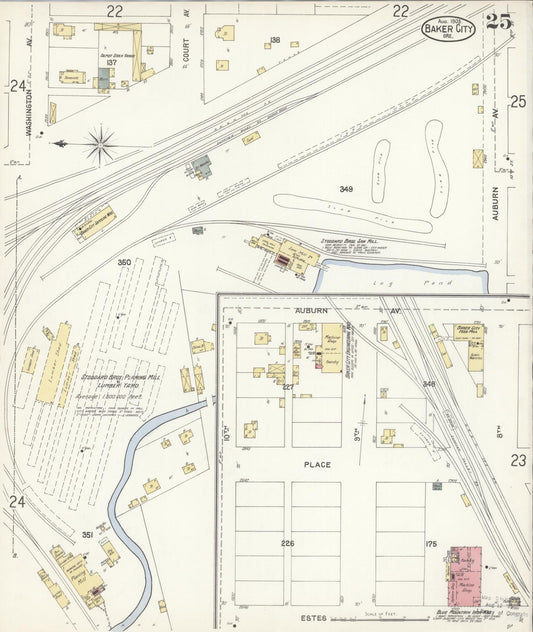 Sanborn Fire Insurance Map from Baker, Baker County, Oregon (1903), Sheet #0025 - Historic Sanborn Fire Insurance Map Print, vintage old map wall art, antique decor, genealogy gift, Oregon Oregon map