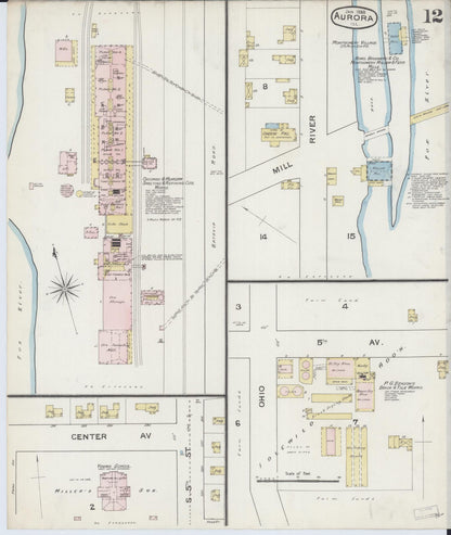 Sanborn Fire Insurance Map from Aurora, Kane County, Illinois (1888), Sheet #0012 - Complete Map Set gallery image, historic Sanborn map, vintage wall art, Illinois Illinois
