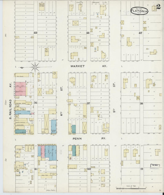 Sanborn Fire Insurance Map from Flatonia, Fayette County, Texas (1891), Sheet #0002 - Historic Sanborn Fire Insurance Map Print, vintage old map wall art, antique decor, genealogy gift, Texas Texas map