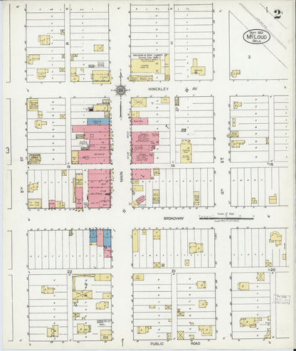 Sanborn Fire Insurance Map from McLoud, Pottawatomie County, Oklahoma (1922), Sheet #0002 - Complete Map Set gallery image, historic Sanborn map, vintage wall art, Oklahoma Oklahoma