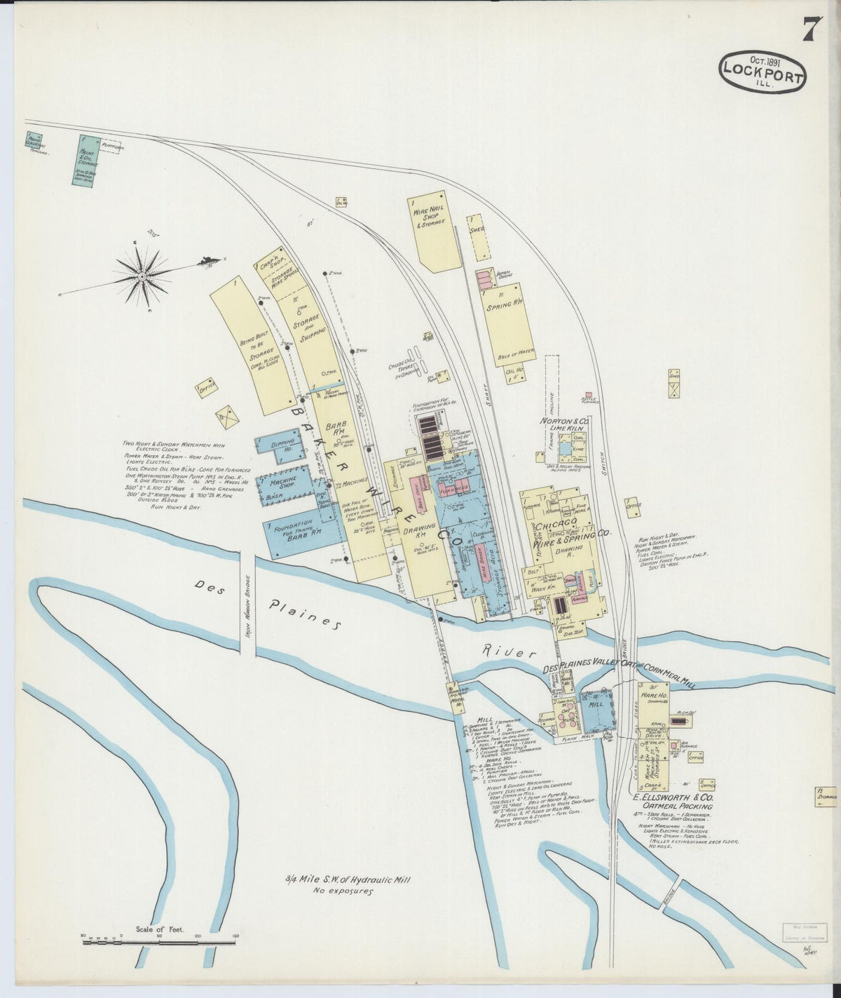 Sanborn Fire Insurance Map from Lockport, Will County, Illinois (1891), Sheet #0007 - Complete Map Set gallery image, historic Sanborn map, vintage wall art, Illinois Illinois