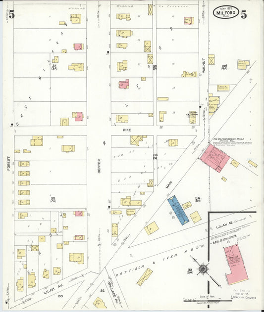 Sanborn Fire Insurance Map from Milford, Clermont And Hamilton County, Ohio (1925), Sheet #0005 - Historic Sanborn Fire Insurance Map Print, vintage old map wall art, antique decor, genealogy gift, Ohio Ohio map
