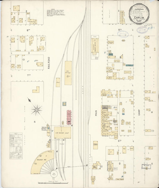 Sanborn Fire Insurance Map from Carlin, Elko County, Nevada (1897), Sheet #0001 - Historic Sanborn Fire Insurance Map Print, vintage old map wall art, antique decor, genealogy gift, Nevada Nevada map