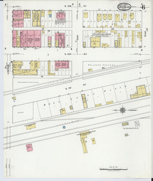 Sanborn Fire Insurance Map from Douglas, Converse County, Wyoming (1920), Sheet #0006 - Historic Sanborn Fire Insurance Map Print, vintage old map wall art, antique decor, genealogy gift, Wyoming Wyoming map
