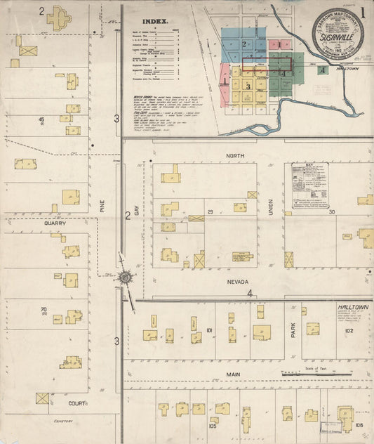 Sanborn Fire Insurance Map from Susanville, Lassen County, California (1912), Sheet #0001 - Complete Map Set gallery image, historic Sanborn map, vintage wall art, California California