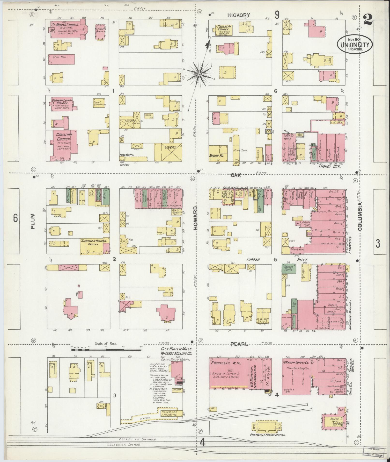 Sanborn Fire Insurance Map from Union City, Randolph County, Indiana (1901), Sheet #0002 - Complete Map Set gallery image, historic Sanborn map, vintage wall art, Indiana Indiana