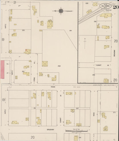 Sanborn Fire Insurance Map from Hillsboro, Washington County, Oregon (1921), Sheet #0020 - Complete Map Set gallery image, historic Sanborn map, vintage wall art, Oregon Oregon