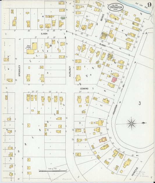 Sanborn Fire Insurance Map from Crookston, Polk County, Minnesota (1900), Sheet #0009 - Historic Sanborn Fire Insurance Map Print, vintage old map wall art, antique decor, genealogy gift, Minnesota Minnesota map