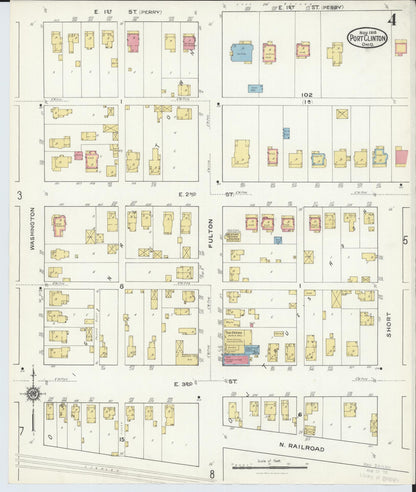 Sanborn Fire Insurance Map from Port Clinton, Ottawa County, Ohio (1916), Sheet #0004 - Historic Sanborn Fire Insurance Map Print, vintage old map wall art, antique decor, genealogy gift, Ohio Ohio map