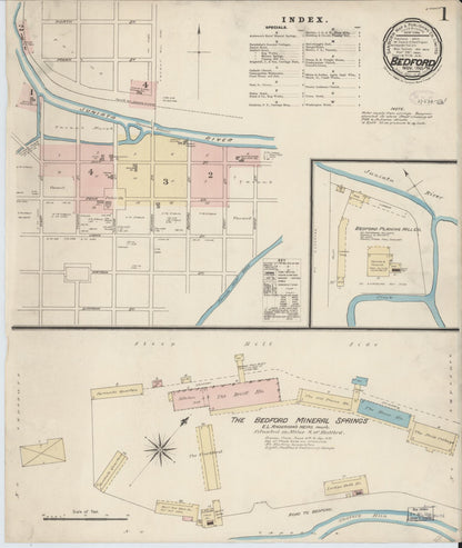 Sanborn Fire Insurance Map from Bedford, Bedford County, Pennsylvania (1885), Sheet #0001 - Complete Map Set gallery image, historic Sanborn map, vintage wall art, Pennsylvania Pennsylvania