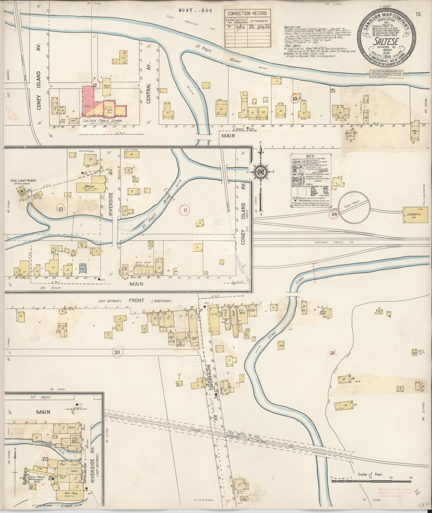 Sanborn Fire Insurance Map from Saltese, Mineral County, Montana (1932), Sheet #0001 - Historic Sanborn Fire Insurance Map Print, vintage old map wall art, antique decor, genealogy gift, Montana Montana map