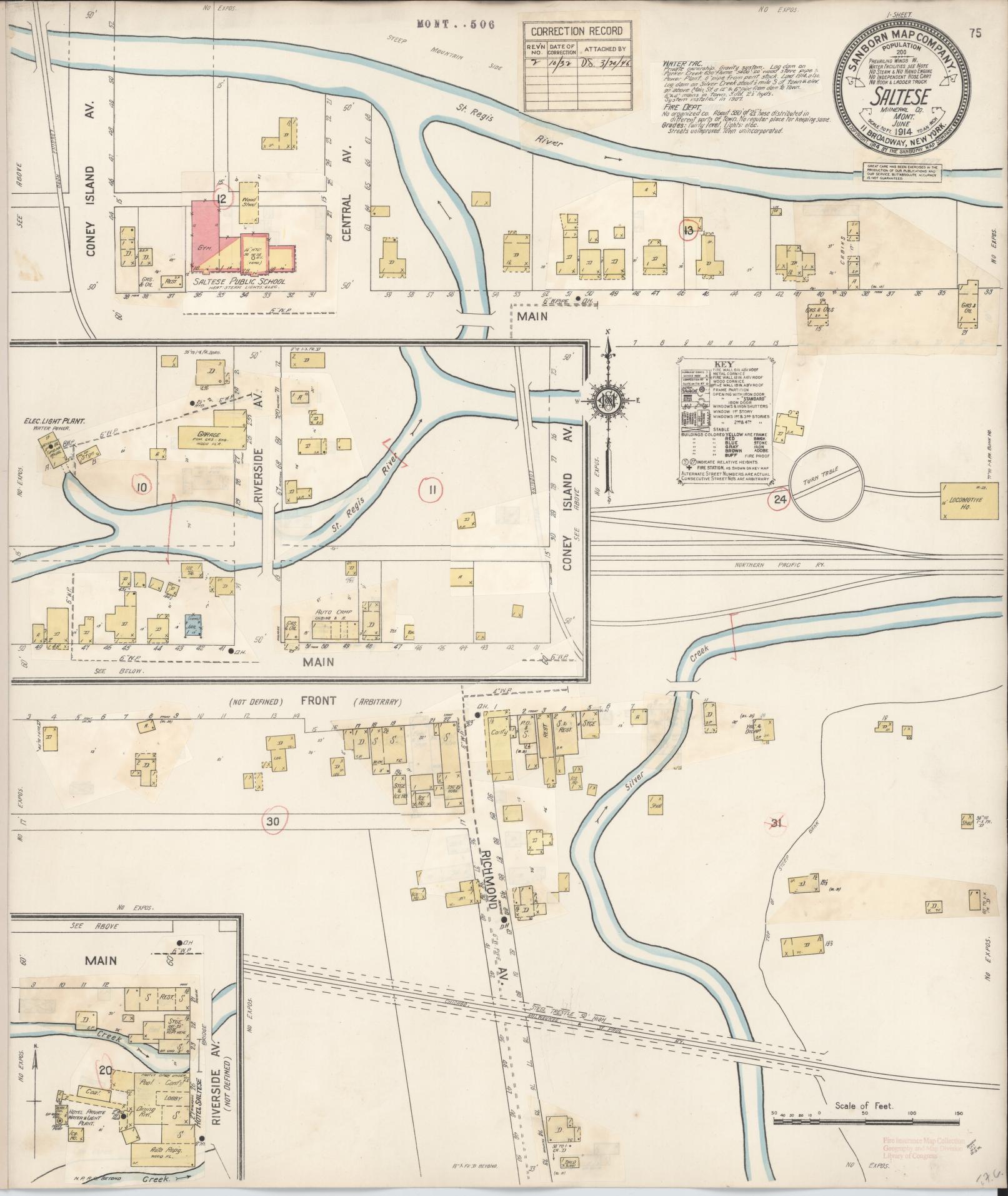 Sanborn Fire Insurance Map from Saltese, Mineral County, Montana (1932), Sheet #0001 - Historic Sanborn Fire Insurance Map Print, vintage old map wall art, antique decor, genealogy gift, Montana Montana map