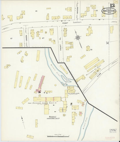 Sanborn Fire Insurance Map from Winchendon, Worcester County, Massachusetts (1914), Sheet #0013 - Complete Map Set gallery image, historic Sanborn map, vintage wall art, Massachusetts Massachusetts