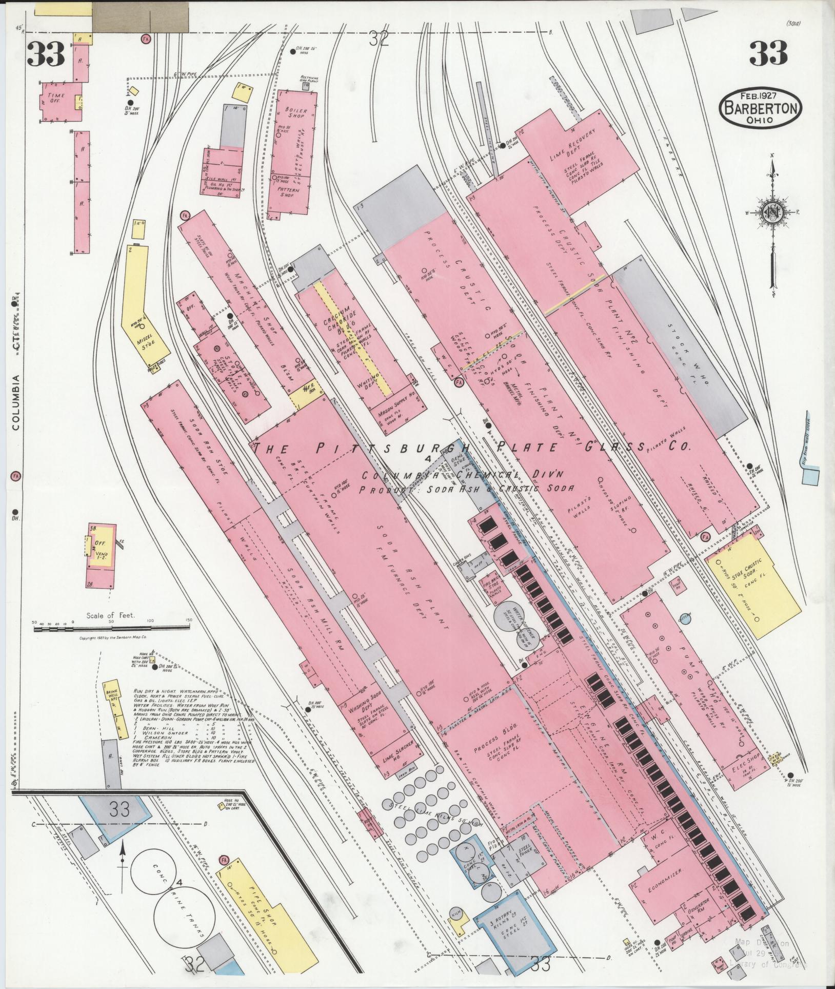 Sanborn Fire Insurance Map from Barberton, Summit County, Ohio (1927), Sheet #0033 - Historic Sanborn Fire Insurance Map Print, vintage old map wall art, antique decor, genealogy gift, Ohio Ohio map