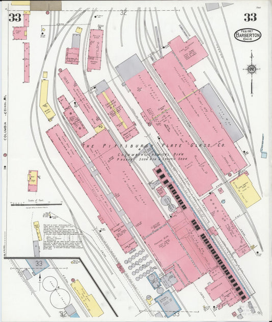 Sanborn Fire Insurance Map from Barberton, Summit County, Ohio (1927), Sheet #0033 - Historic Sanborn Fire Insurance Map Print, vintage old map wall art, antique decor, genealogy gift, Ohio Ohio map
