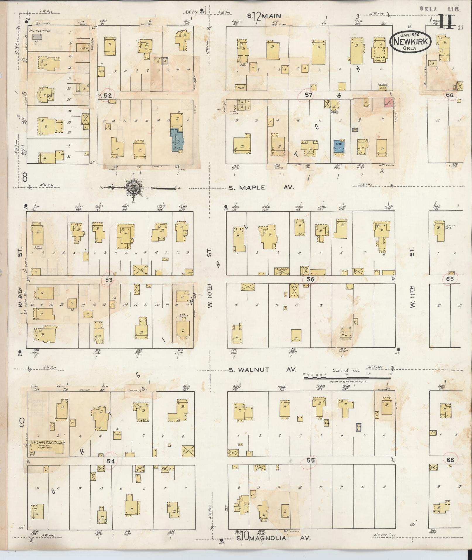 Sanborn Fire Insurance Map from Newkirk, Kay County, Oklahoma (1942), Sheet #0011 - Historic Sanborn Fire Insurance Map Print, vintage old map wall art, antique decor, genealogy gift, Oklahoma Oklahoma map