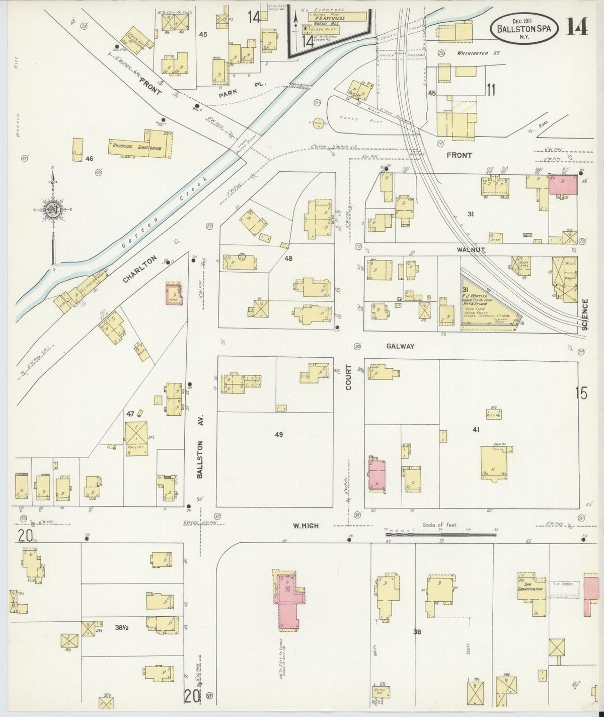 Sanborn Fire Insurance Map from Ballston Spa, Saratoga County, New York (1911), Sheet #0014 - Complete Map Set gallery image, historic Sanborn map, vintage wall art, New York New York