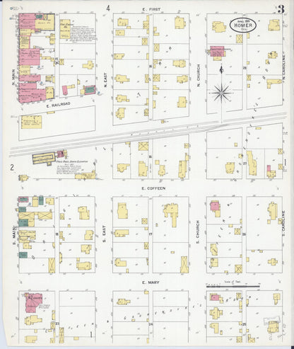 Sanborn Fire Insurance Map from Homer, Champaign County, Illinois (1909), Sheet #0003 - Complete Map Set gallery image, historic Sanborn map, vintage wall art, Illinois Illinois