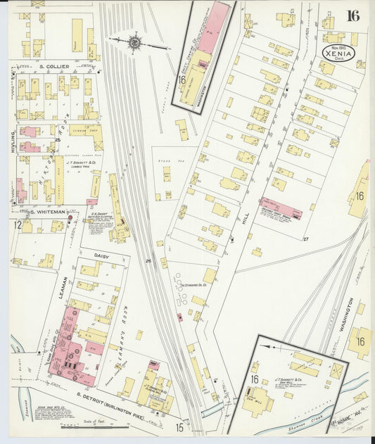 Sanborn Fire Insurance Map from Xenia, Greene County, Ohio (1910), Sheet #0016 - Historic Sanborn Fire Insurance Map Print, vintage old map wall art, antique decor, genealogy gift, Ohio Ohio map