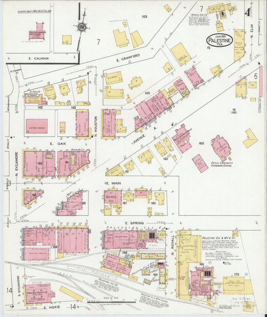 Sanborn Fire Insurance Map from Palestine, Anderson County, Texas (1919), Sheet #0004 - Historic Sanborn Fire Insurance Map Print, vintage old map wall art, antique decor, genealogy gift, Texas Texas map