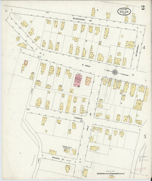 Sanborn Fire Insurance Map from Salem, Washington County, New York (1912), Sheet #0002 - Historic Sanborn Fire Insurance Map Print, vintage old map wall art, antique decor, genealogy gift, New York New York map
