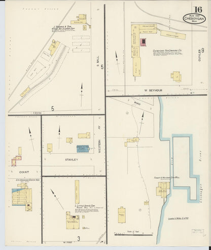 Sanborn Fire Insurance Map from Cheboygan, Cheboygan County, Michigan (1907), Sheet #0016 - Complete Map Set gallery image, historic Sanborn map, vintage wall art, Michigan Michigan
