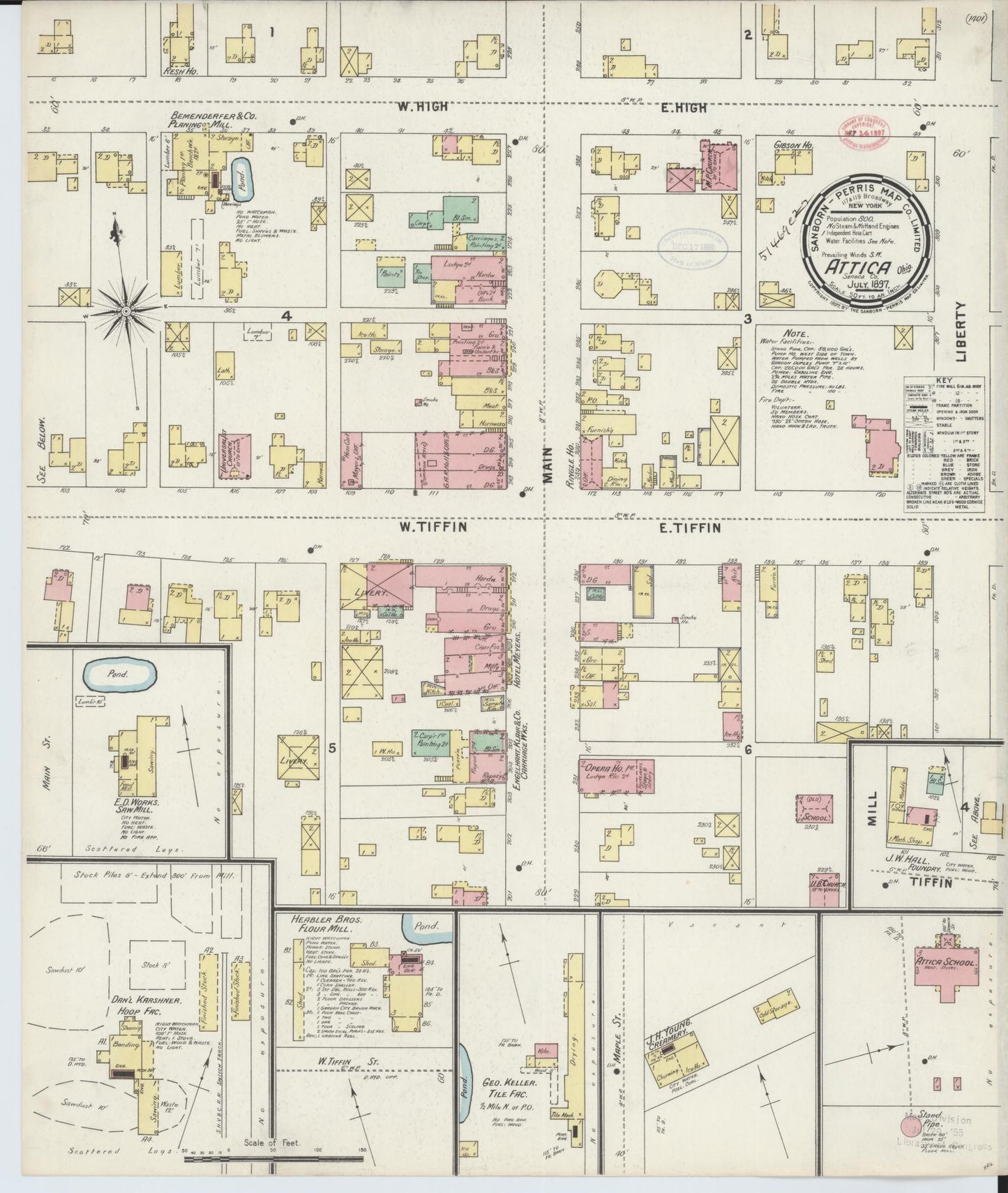 Sanborn Fire Insurance Map from Attica, Seneca County, Ohio (1897), Sheet #0001 - Historic Sanborn Fire Insurance Map Print, vintage old map wall art, antique decor, genealogy gift, Ohio Ohio map