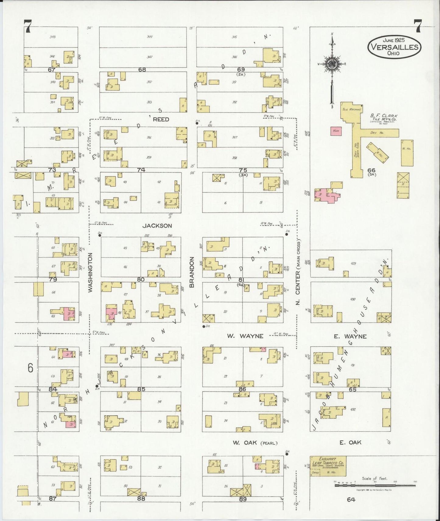 Sanborn Fire Insurance Map from Versailles, Darke County, Ohio (1925), Sheet #0007 - Historic Sanborn Fire Insurance Map Print, vintage old map wall art, antique decor, genealogy gift, Ohio Ohio map