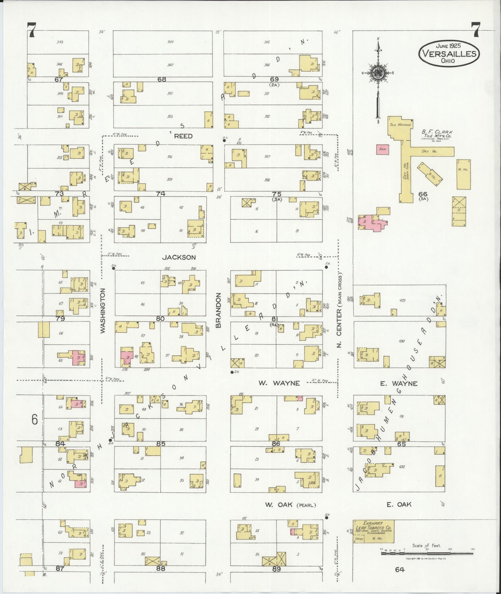 Sanborn Fire Insurance Map from Versailles, Darke County, Ohio (1925), Sheet #0007 - Historic Sanborn Fire Insurance Map Print, vintage old map wall art, antique decor, genealogy gift, Ohio Ohio map