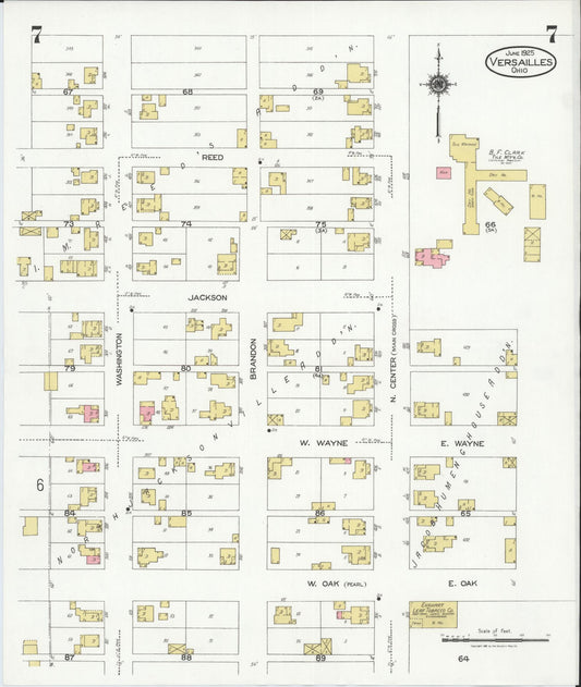 Sanborn Fire Insurance Map from Versailles, Darke County, Ohio (1925), Sheet #0007 - Historic Sanborn Fire Insurance Map Print, vintage old map wall art, antique decor, genealogy gift, Ohio Ohio map