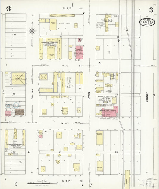Sanborn Fire Insurance Map from Lamesa, Dawson County, Texas (1925), Sheet #0003 - Historic Sanborn Fire Insurance Map Print, vintage old map wall art, antique decor, genealogy gift, Texas Texas map