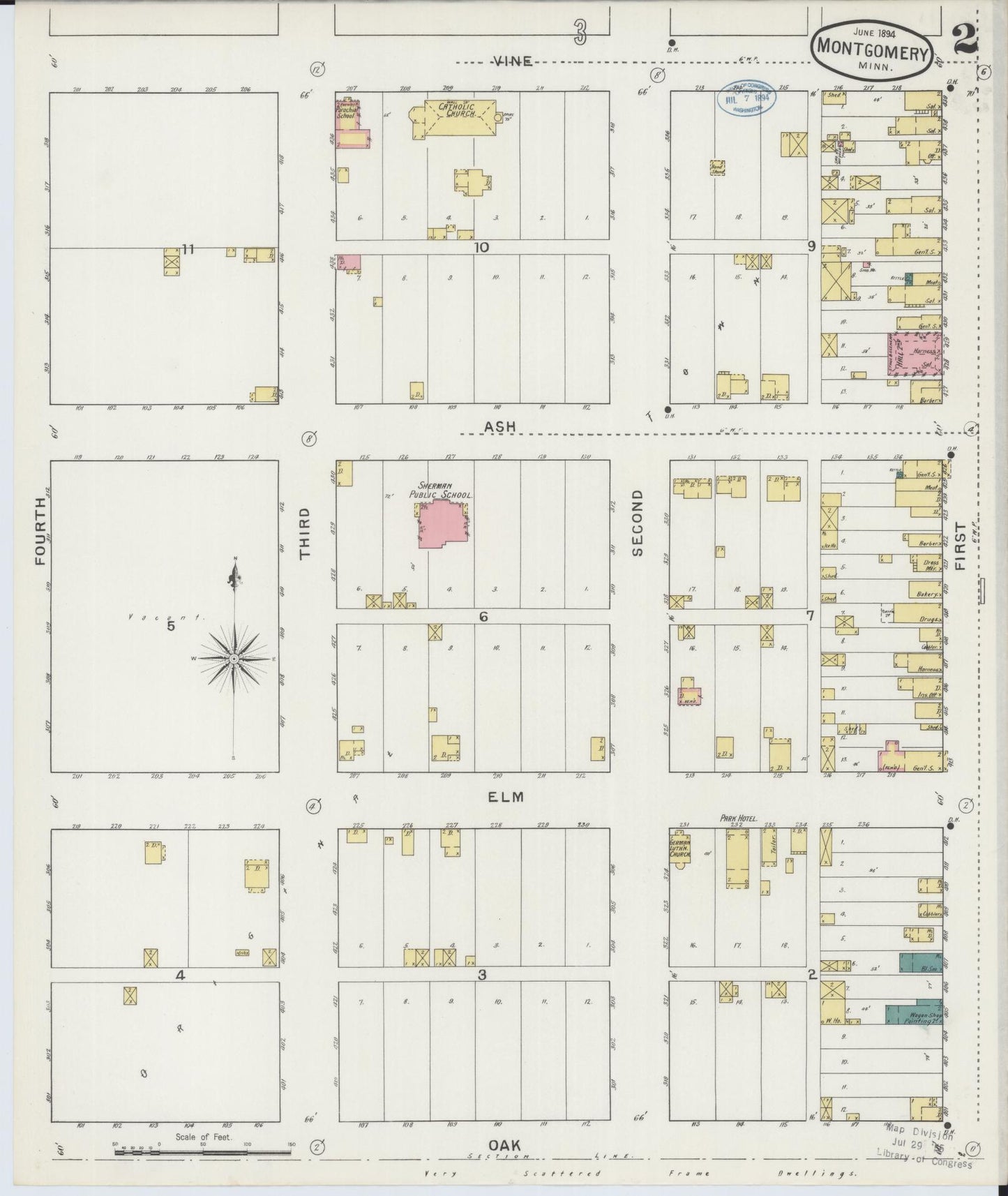 Sanborn Fire Insurance Map from Montgomery, Le Sueur  County, Minnesota (1894), Sheet #0002 - Historic Sanborn Fire Insurance Map Print, vintage old map wall art, antique decor, genealogy gift, Minnesota Minnesota map