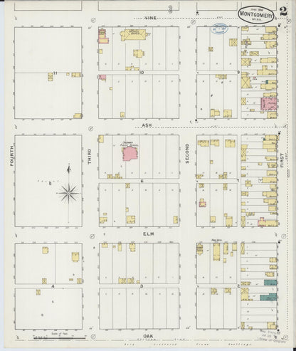 Sanborn Fire Insurance Map from Montgomery, Le Sueur  County, Minnesota (1894), Sheet #0002 - Historic Sanborn Fire Insurance Map Print, vintage old map wall art, antique decor, genealogy gift, Minnesota Minnesota map