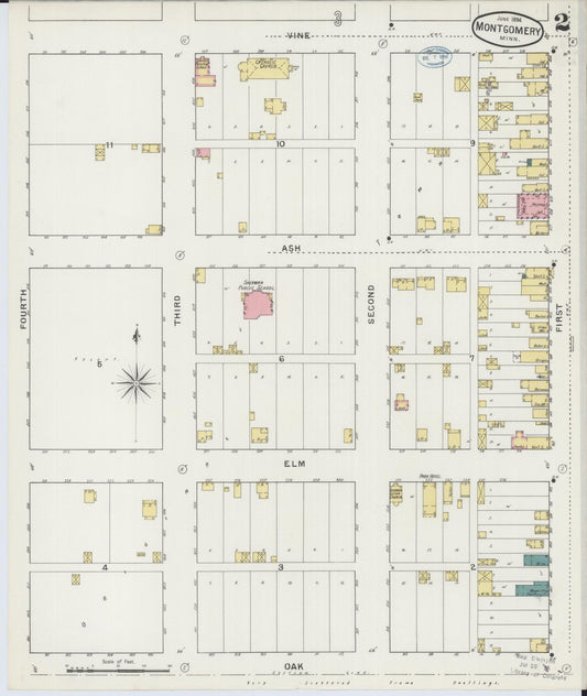 Sanborn Fire Insurance Map from Montgomery, Le Sueur  County, Minnesota (1894), Sheet #0002 - Historic Sanborn Fire Insurance Map Print, vintage old map wall art, antique decor, genealogy gift, Minnesota Minnesota map