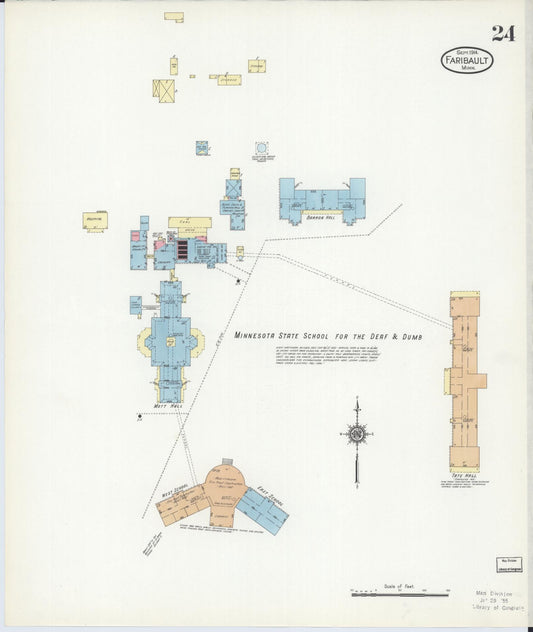 Sanborn Fire Insurance Map from Faribault, Rice County, Minnesota (1914), Sheet #0024 - Historic Sanborn Fire Insurance Map Print, vintage old map wall art, antique decor, genealogy gift, Minnesota Minnesota map
