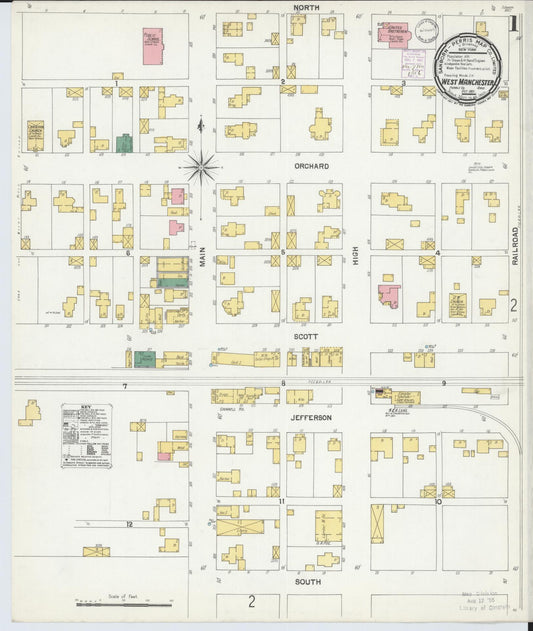 Sanborn Fire Insurance Map from West Manchester, Preble County, Ohio (1901), Sheet #0001 - Complete Map Set gallery image, historic Sanborn map, vintage wall art, Ohio Ohio