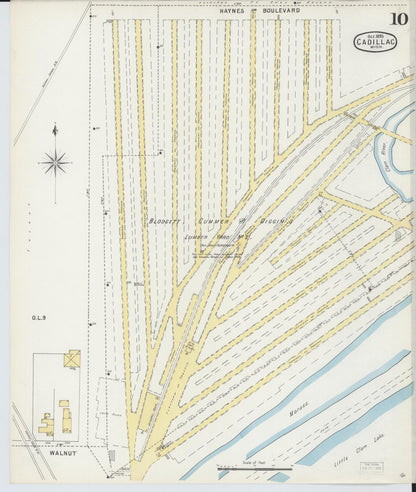 Sanborn Fire Insurance Map from Cadillac, Wexford County, Michigan (1895), Sheet #0010 - Complete Map Set gallery image, historic Sanborn map, vintage wall art, Michigan Michigan