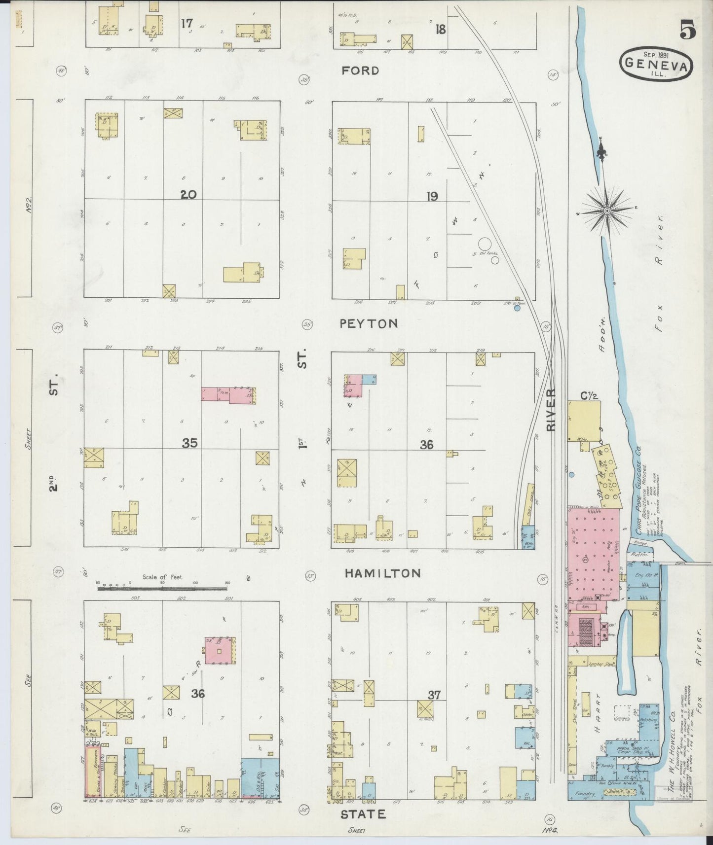 Sanborn Fire Insurance Map from Geneva, Kane County, Illinois (1891), Sheet #0005 - Complete Map Set gallery image, historic Sanborn map, vintage wall art, Illinois Illinois