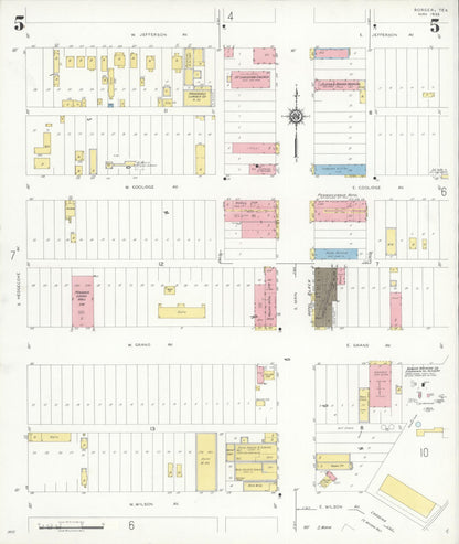 Sanborn Fire Insurance Map from Borger, Hutchinson County, Texas (1933), Sheet #0005 - Complete Map Set gallery image, historic Sanborn map, vintage wall art, Texas Texas