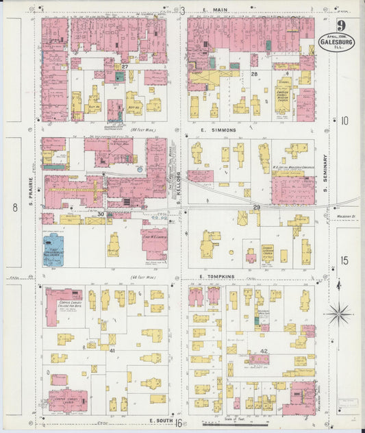 Sanborn Fire Insurance Map from Galesburg, Knox County, Illinois (1906), Sheet #0009 - Historic Sanborn Fire Insurance Map Print, vintage old map wall art, antique decor, genealogy gift, Illinois Illinois map