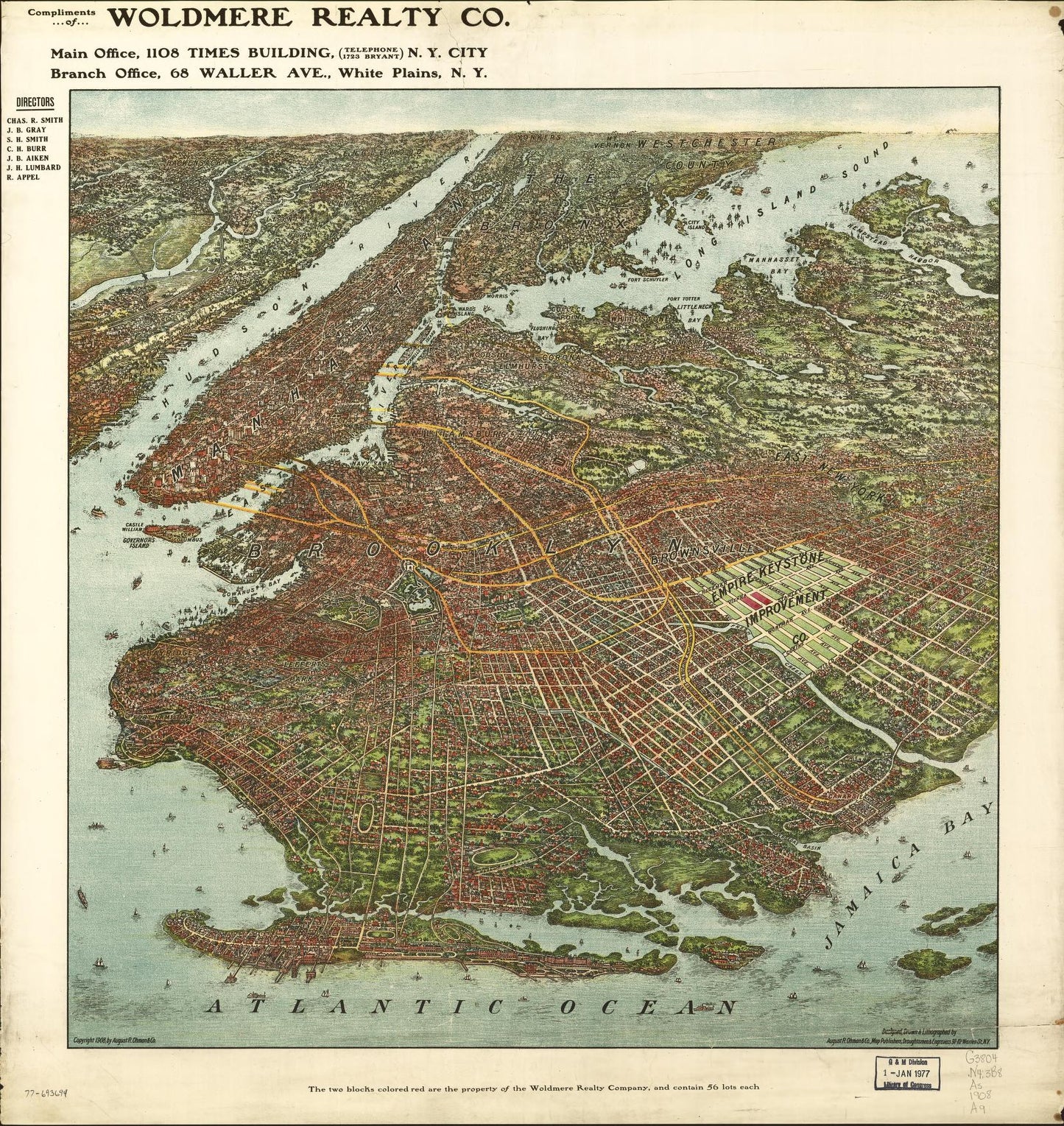 [Bird's-eye-view of Brooklyn] (1908) – Historic Bird’s-Eye View Panorama Print